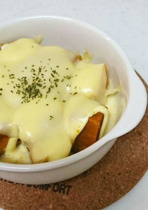 レンジ２分♪南瓜と厚揚げカレーマヨチーズ-レシピのメイン写真