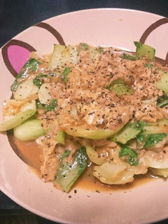 手抜き青梗菜とツナと卵の炒め物-レシピのメイン写真