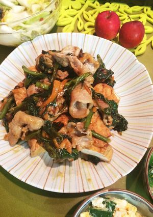 厚揚げカリカリ！空芯菜と豚肉のあんかけ-レシピのメイン写真