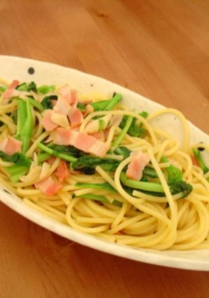 かき菜とベーコンのパスタ-レシピのメイン写真