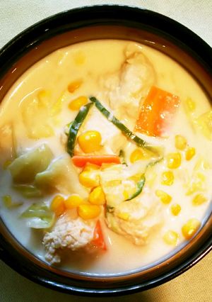 簡単、鶏だんご入りミルクスープ-レシピのメイン写真