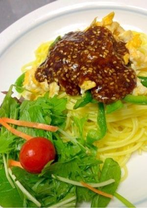 卵とピーマン、麻婆豆腐で冷やし中華！-レシピのメイン写真