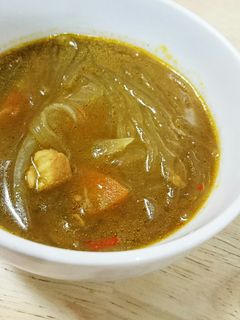 カレーの残りで!簡単生姜春雨スープ-レシピのメイン写真