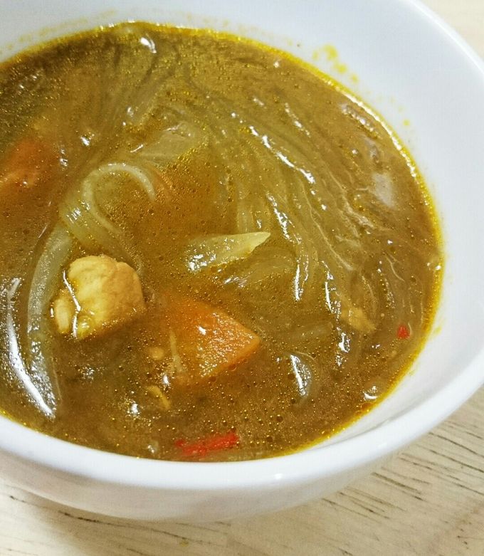 カレーの残りで！簡単生姜春雨スープ-レシピのメイン写真