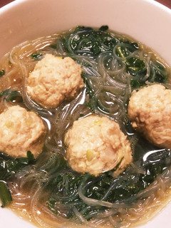 鶏肉だんごと春菊の春雨スープ-レシピのメイン写真