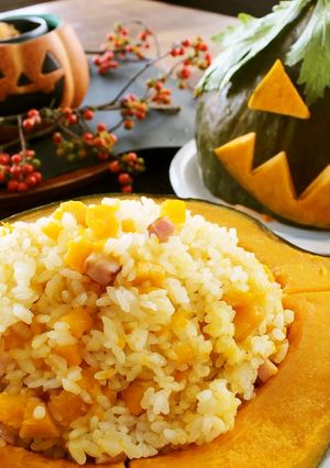 ハロウィンに☆レンジでパンプキンライス！-レシピのメイン写真