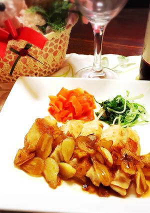 豚.鶏で素敵ステーキ♡大蒜丸ごとソース-レシピのメイン写真
