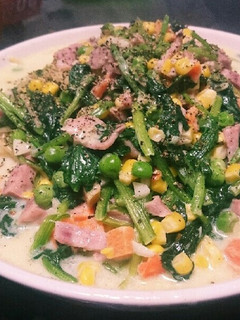 ほうれん草とハムのクリームスープパスタ-レシピのメイン写真