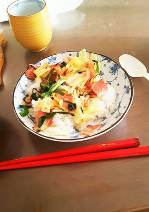 キャベツとにら。焼肉のたれ味飯-レシピのメイン写真