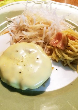 ポン酢で♡チーズ入り豚ひき肉ハンバーグ♫-レシピのメイン写真