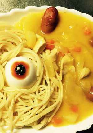 パスタ＆カボチャシチューでハロウィン-レシピのメイン写真