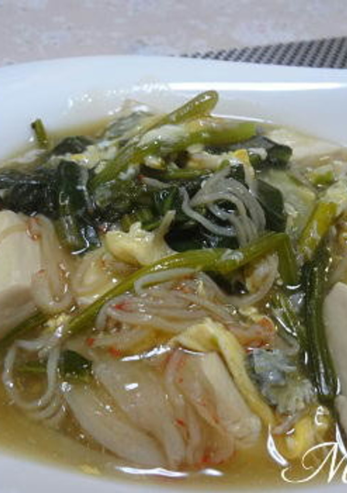 ほうれん草と豆腐とカニカマの溶き卵煮-レシピのメイン写真