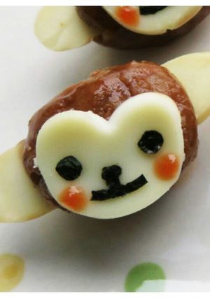 キャラ弁☆ミートボールモンキーの簡単お耳-レシピのメイン写真