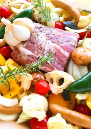 豚かたまり肉で、ぎゅうぎゅう焼き♡-レシピのメイン写真