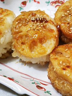 蓮根挟みの焼おにぎり☆-レシピのメイン写真
