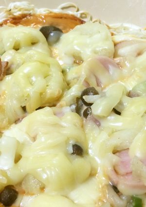そうめん消費レシピ！余り物でお手頃ピザ-レシピのメイン写真