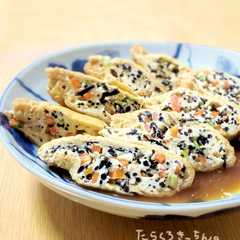 รูปของ ふわっふわ～♬豆腐と卵の巾着煮
