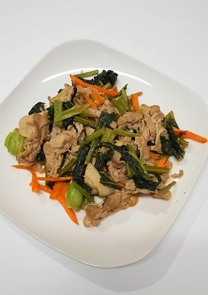 小松菜と豚肉の炒め物-レシピのメイン写真