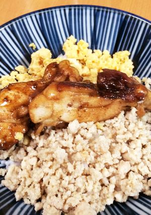 鳥照り焼き と そぼろ の三色丼-レシピのメイン写真