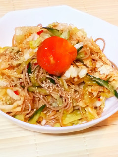 ピリ辛♪野菜たっぷりかさましビビン蕎麦-レシピのメイン写真