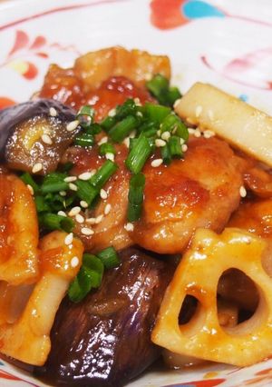 ごはんが進む！鶏れんこん茄子のピリ辛炒め-レシピのメイン写真