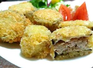 なすの挽き肉はさみ揚げ(フライ)-レシピのメイン写真