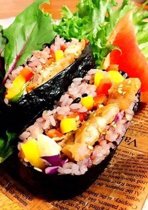 梅タル豚南蛮と綾野菜のおにぎらず-レシピのメイン写真