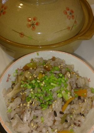 100均土鍋で*黒米入り炊き込みご飯-レシピのメイン写真