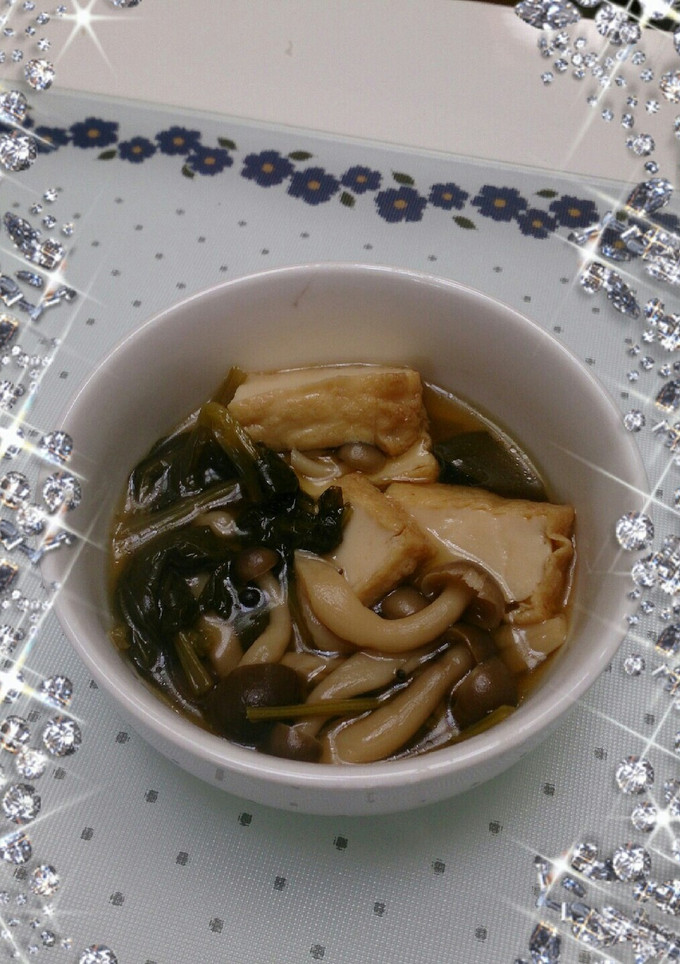 小松菜　厚揚げ　しめじの煮物-レシピのメイン写真