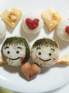 キャラ弁☆ハートいっぱい♡男の子と女の子-レシピのメイン写真
