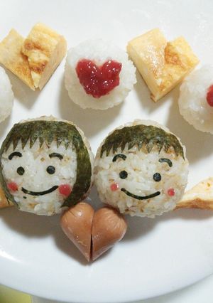 キャラ弁☆ハートいっぱい♡男の子と女の子-レシピのメイン写真