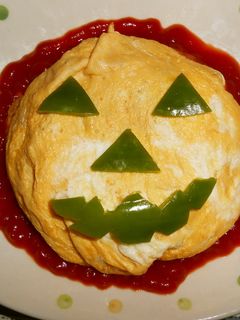 ハロウィンのおばけオムライス-レシピのメイン写真