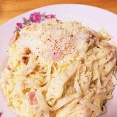 糖質0g麺で☆カルボナーラ！-レシピのメイン写真