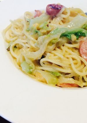簡単！白菜とコーンクリームの冬パスタ-レシピのメイン写真