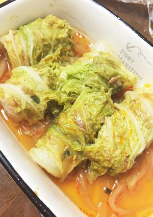 白菜と豚肉のくるくるピリ辛レンジ蒸し-レシピのメイン写真