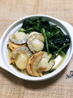 ホタテとほうれん草の日本酒蒸し-レシピのメイン写真