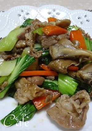 豚肉と舞茸チンゲン菜の炒め物　-レシピのメイン写真