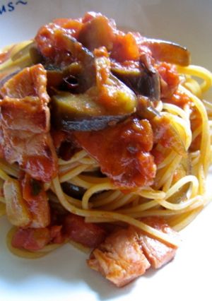 ベーコンのナスのトマトソースパスタ-レシピのメイン写真
