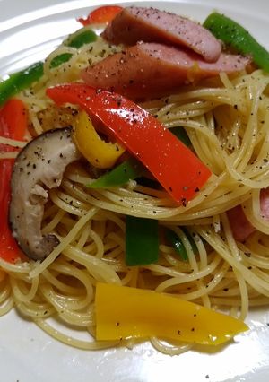 カラーピーマンのお手軽ペペロンチーノ-レシピのメイン写真