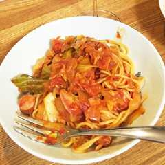家にあるものでトマトパスタ！-レシピのメイン写真