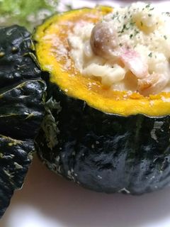 ハロウィン簡単リゾットinかぼちゃの器 -レシピのメイン写真