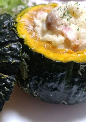 ハロウィン簡単リゾットinかぼちゃの器　-レシピのメイン写真
