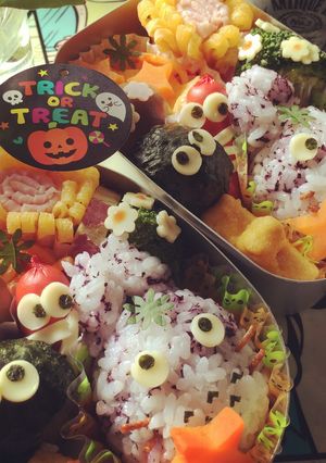 キャラ弁♡簡単♡トトロ♡まっくろくろすけ-レシピのメイン写真
