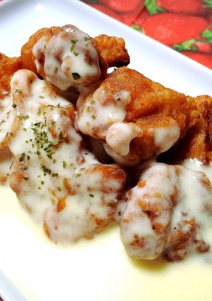 揚げない唐揚げ♡ガーリックチーズソース-レシピのメイン写真