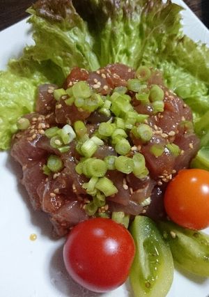 鰹(マグロ)ＤＥユッケ 簡単美味だよ～-レシピのメイン写真