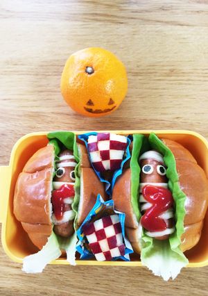 ハロウィンミイラドッグ キャラ弁-レシピのメイン写真