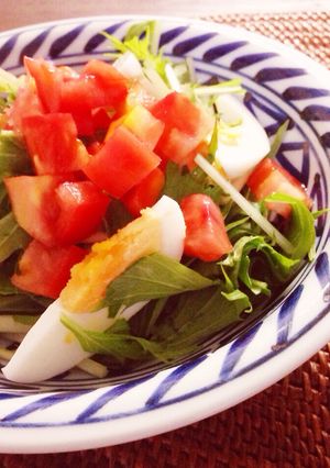 水菜とトマトのポン酢ドレッシング♪-レシピのメイン写真