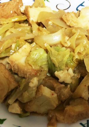 キャベツと厚揚げの味噌炒め-レシピのメイン写真