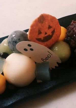 ハロウィンかぼちゃ白玉ぜんざい風-レシピのメイン写真
