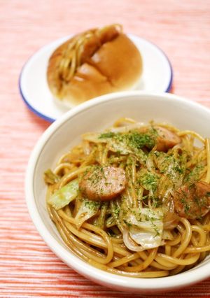 ワンポットパスタ＊焼きそば風～焼きスパ-レシピのメイン写真